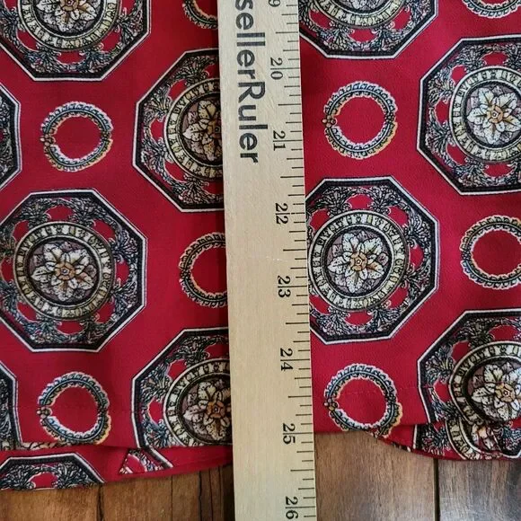 Christie & Jill Red Geometric Print Button Front Blouse Size 20 Top Retro Boho - Picture 12 of 15